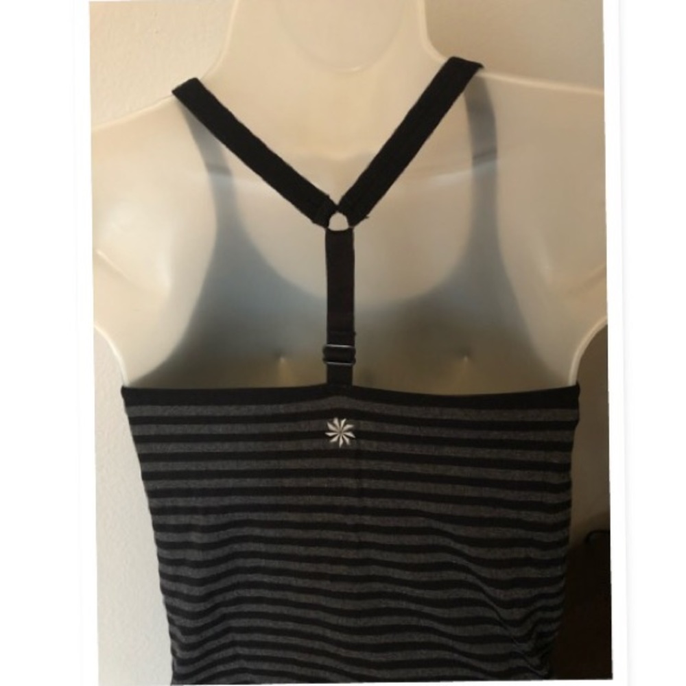 ATHLETA BLACK&GRAY STRIPPED TANK TOP SIZE SMALL
